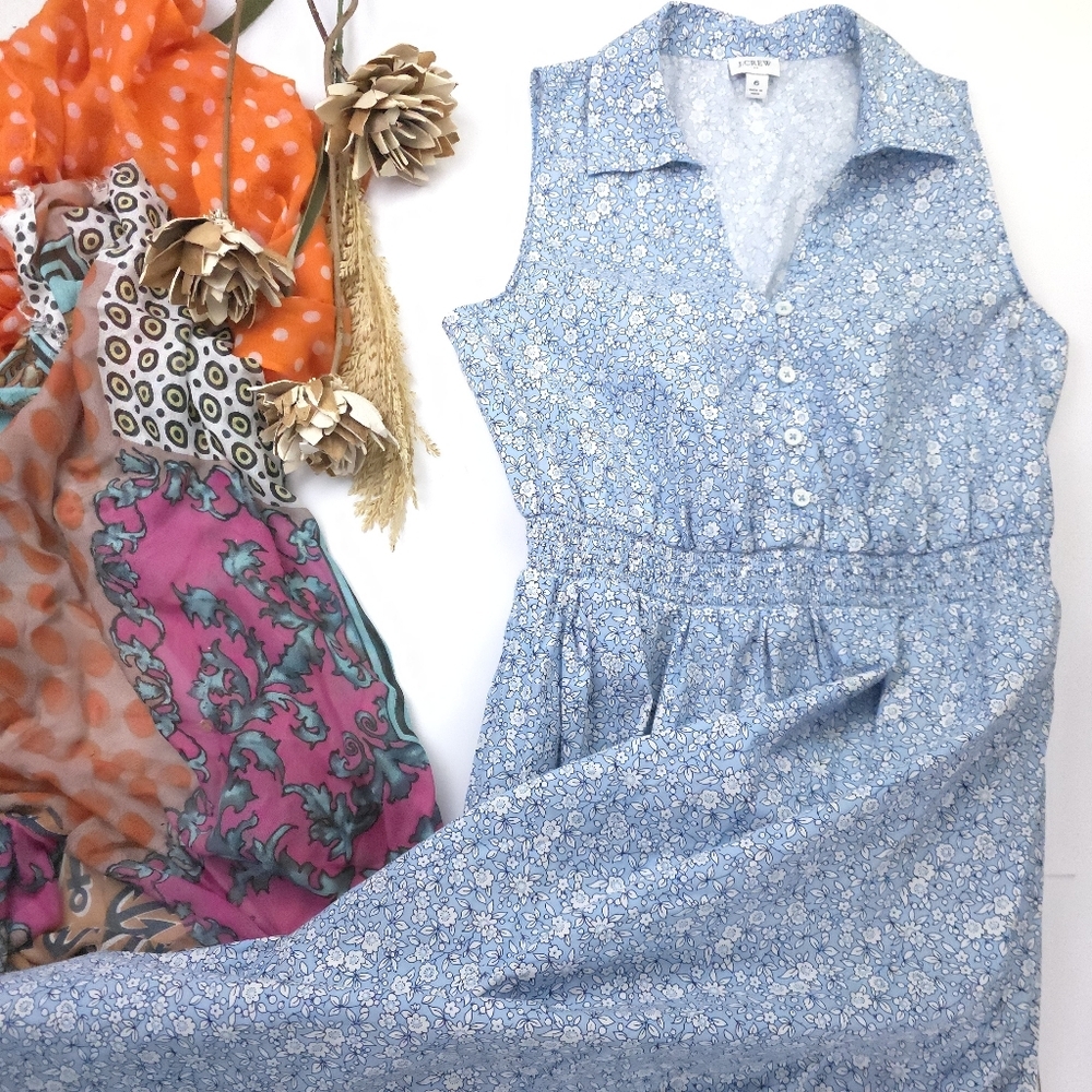 J. Crew Blue Floral Women's Maxi Dress Sz 6 - Picture 2 of 8